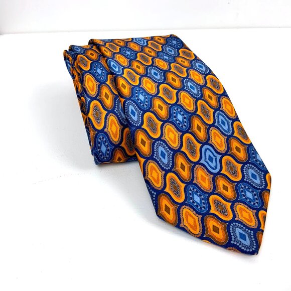 Italo Feretti & Davide Cotugno Executive Tailors Silk Orange/ Blue Geometric Tie